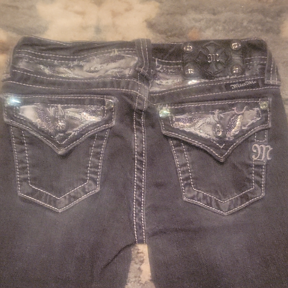 Miss Me Black Jeans with Decorative Stitching